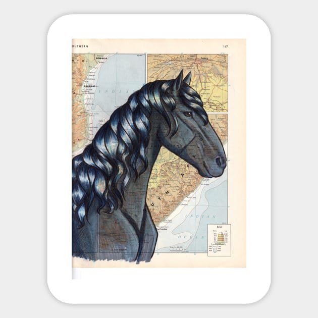 Vlaamperd Horse on Map Sticker by lizstaley